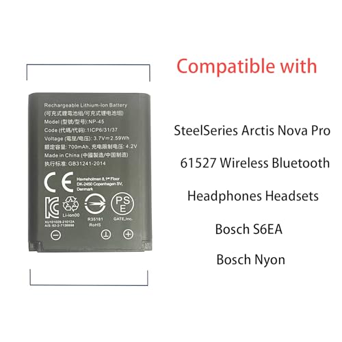 NP-45 ersatz akku Kompatibel mit SteelSeries Arctis Nova Pro, 61527 Wireless Bluetooth Headsets Multi-System Gaming Headset,Bosch S6EA, Bosch Nyon, 82-2-7136898 Spare Accu Pack 700mAh Bild 5