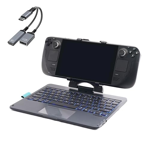 DeckTop mit Splitter – Steam-Deck-Tastatur und Bluetooth-Trackpad-Maus mit mehrfarbigem LED-Laptop-Zubehör für Ventil, Linux-PC, Gaming-Zubehör (Steam Deck/ROG Ally) Bild 1