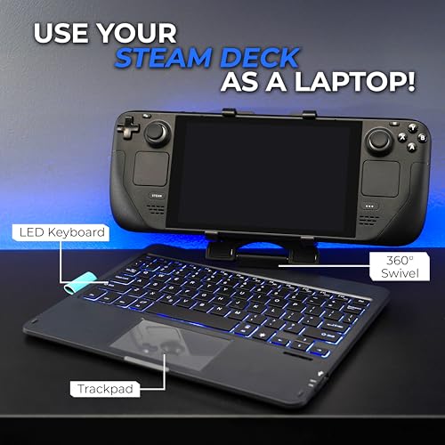 DeckTop mit Splitter – Steam-Deck-Tastatur und Bluetooth-Trackpad-Maus mit mehrfarbigem LED-Laptop-Zubehör für Ventil, Linux-PC, Gaming-Zubehör (Steam Deck/ROG Ally) Bild 3