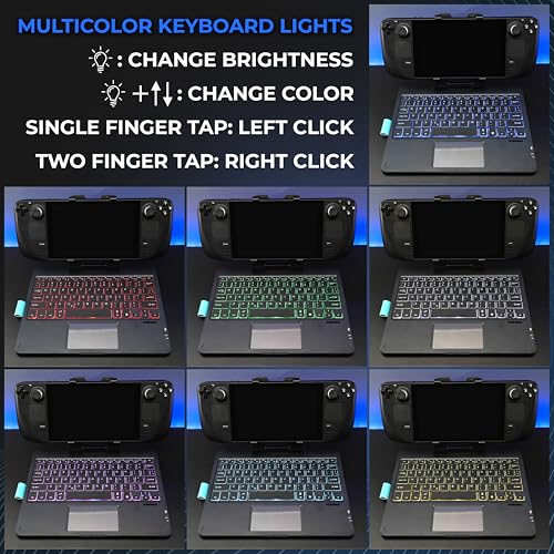 DeckTop mit Splitter – Steam-Deck-Tastatur und Bluetooth-Trackpad-Maus mit mehrfarbigem LED-Laptop-Zubehör für Ventil, Linux-PC, Gaming-Zubehör (Steam Deck/ROG Ally) Bild 7
