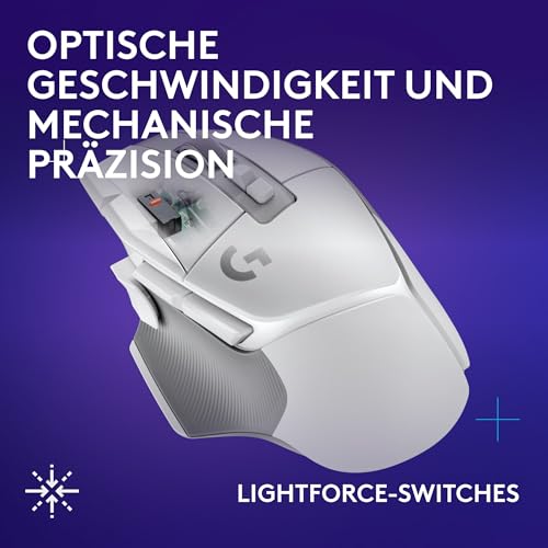 Logitech G502 X LIGHTSPEED Kabellose Gaming-Maus - Optische Maus mit optisch-mechanischen LIGHTFORCE Hybridschaltern, Logitech G G515 LIGHTSPEED TKL kabellose flache PBT-Tastenkappen, DEU QWERTZ- Weiß Bild 6