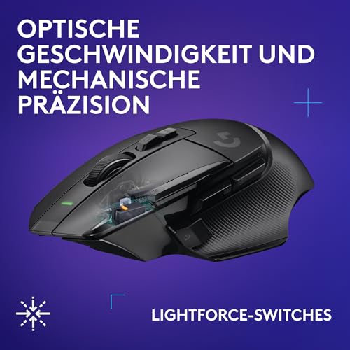 Logitech G502 X LIGHTSPEED Kabellose Gaming-Maus - Optische Maus mit optisch-mechanischen LIGHTFORCE Hybridschaltern, Logitech G G515 LIGHTSPEED TKL kabellose flache Gaming, DEA QWERTZ - Schwarz Bild 6
