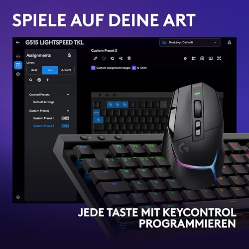 Logitech G502 X PLUS LIGHTSPEED Draadloze RGB Gaming Muis - Optische muis met LIGHTFORCE, Logitech G G515 LIGHTSPEED TKL kabellose flache Gaming, taktile mechanische Switches, DEU QWERTZ - Schwarz Bild 5