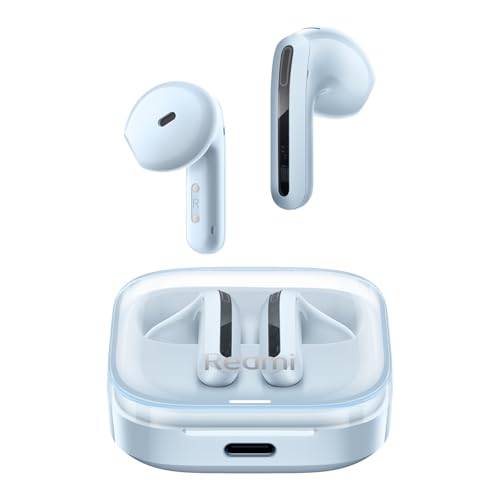 XIAOMI Redmi Buds 6 Active – In-Ear Kopfhörer, Bluetooth 5.4, bis zu 30 Stunden Akkulaufzeit, 14.2mm dynamischer Treiber, IPX4 Wasserschutz, Telefonat Rauschunterdrückung, Transparent Blau Bild 1