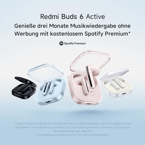 XIAOMI Redmi Buds 6 Active – In-Ear Kopfhörer, Bluetooth 5.4, bis zu 30 Stunden Akkulaufzeit, 14.2mm dynamischer Treiber, IPX4 Wasserschutz, Telefonat Rauschunterdrückung, Transparent Blau Bild 4