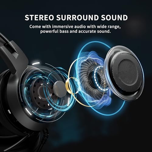 Annadue Cat Ears Gaming-Headset, Over-Ear-Kopfhörer mit Geräuschunterdrückung und Mikrofon, 40-mm-Lautsprecher, 3,5-mm-Stecker, für One, Switch, PC, Telefon (Black) Bild 2