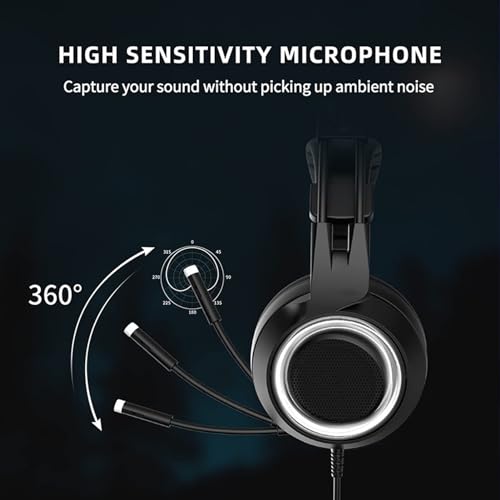Annadue Cat Ears Gaming-Headset, Over-Ear-Kopfhörer mit Geräuschunterdrückung und Mikrofon, 40-mm-Lautsprecher, 3,5-mm-Stecker, für One, Switch, PC, Telefon (Black) Bild 5