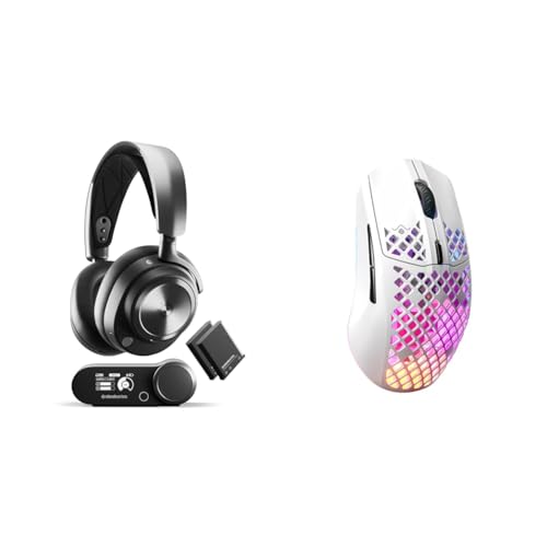 SteelSeries Arctis Nova Pro Wireless Gaming-Headset & Aerox 3 Wireless - RGB Gaming-Mouse mit Öffnungen in der Oberfläche Bild 1
