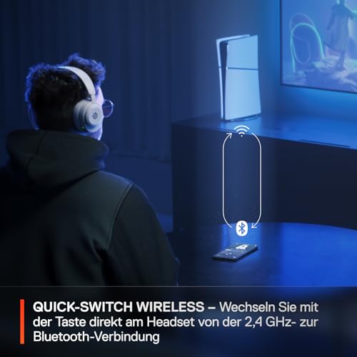 SteelSeries Arctis Nova 5P Wireless - Gaming Headset Multi-System -PS5,PC - Magnetische Neodym-Treiber -Über 100 Audio Presets -60H Akkulaufzeit -2,4 GHz oder BT -ClearCast Gen2.X-Mikr -Weiß Bild 4