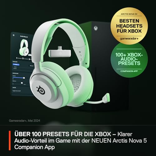 SteelSeries Arctis Nova 5X Wireless - Gaming Headset Multi-System -Xbox,PC - Magnetische Neodym-Treiber -Über 100 Audio Presets - 60H Akkulaufzeit -2,4 GHz oder BT -ClearCast Gen2.X-Mik -Weiß Bild 2
