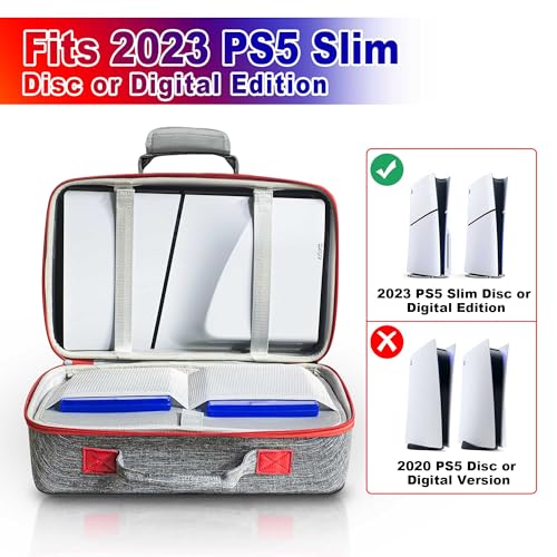 ASNOMY PS5 Slim Tragetasche,Stoßfest Tasche Kompatibel mit Nur PS5 Slim Disc/Digital Edition, Handtasche Tragetasche für Playstation-Controller, PS5-Spiele, Gaming-Headset, und Zubehör Bild 3