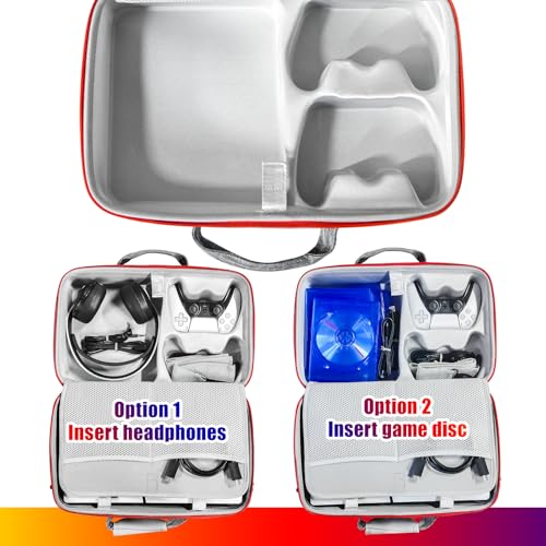 ASNOMY PS5 Slim Tragetasche,Stoßfest Tasche Kompatibel mit Nur PS5 Slim Disc/Digital Edition, Handtasche Tragetasche für Playstation-Controller, PS5-Spiele, Gaming-Headset, und Zubehör Bild 6