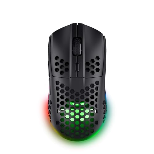 Trust Gaming GXT 929 Helox Kabellose Gaming Maus, Ultraleichte Maus 75g, 80h Dauerbetrieb, 2,4-GHz-Mikro-USB-Empfänger, Einstellbare DPI (800-4800), 6 Programmierbare Tasten, Gaming PC MMO - Schwarz Bild 1