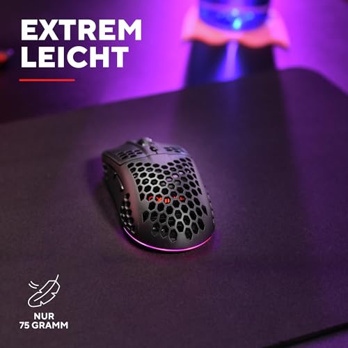 Trust Gaming GXT 929 Helox Kabellose Gaming Maus, Ultraleichte Maus 75g, 80h Dauerbetrieb, 2,4-GHz-Mikro-USB-Empfänger, Einstellbare DPI (800-4800), 6 Programmierbare Tasten, Gaming PC MMO - Schwarz Bild 3