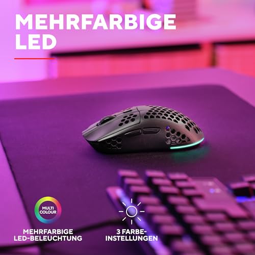 Trust Gaming GXT 929 Helox Kabellose Gaming Maus, Ultraleichte Maus 75g, 80h Dauerbetrieb, 2,4-GHz-Mikro-USB-Empfänger, Einstellbare DPI (800-4800), 6 Programmierbare Tasten, Gaming PC MMO - Schwarz Bild 6