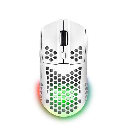 Trust Gaming GXT 929 Helox Kabellose Gaming Maus, Ultraleichte Maus 75g, 80h Dauerbetrieb, 2,4-GHz-Mikro-USB-Empfänger, Einstellbare DPI (800-4800), 6 Programmierbare Tasten, Gaming PC MMO - Weiß Bild 1