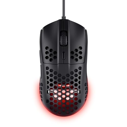 Trust Gaming GXT 928 Helox Gaming Maus, Ultraleichte Kabelgebundene USB Maus 65g, Einstellbare DPI (200-6400), Optischer Sensor, 6 Programmierbare Tasten, RGB-Beleuchtung für Gaming PC MMO - Schwarz Bild 1