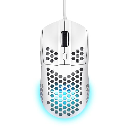 Trust Gaming GXT 928 Helox Gaming Maus, Ultraleichte Kabelgebundene USB Maus 65g, Einstellbare DPI (200-6400), Optischer Sensor, 6 Programmierbare Tasten, RGB-Beleuchtung für Gaming PC MMO - Weiß Bild 1