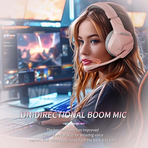 BINNUNE Gaming Headset, Wireless Headset für PS4 PS5 PC PlayStation 4 5, Gaming Kopfhörer mit Mikrofon Bluetooth USB Gaming Headset Wireless mit 120 Stunden Akkulaufzeit Bild 2