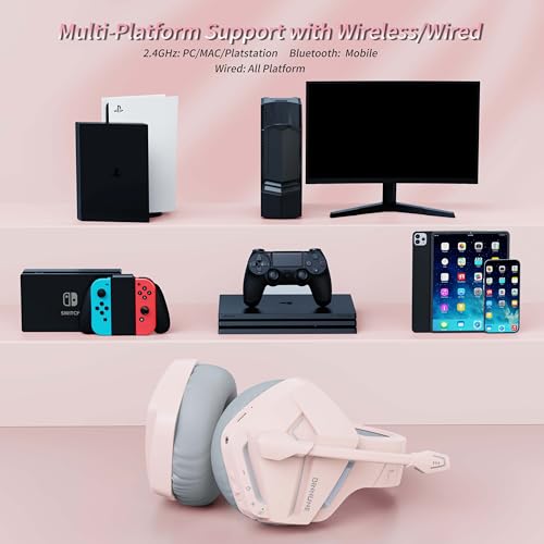 BINNUNE Gaming Headset, Wireless Headset für PS4 PS5 PC PlayStation 4 5, Gaming Kopfhörer mit Mikrofon Bluetooth USB Gaming Headset Wireless mit 120 Stunden Akkulaufzeit Bild 6