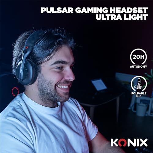 Konix Pulsar ultraleichtes Gaming-Headset 180 g für PC - 40 mm Lautsprecher - Mikrofon - Bluetooth/USB-C-Kabel/USB-Dongle-Verbindung - Schwarz Bild 2