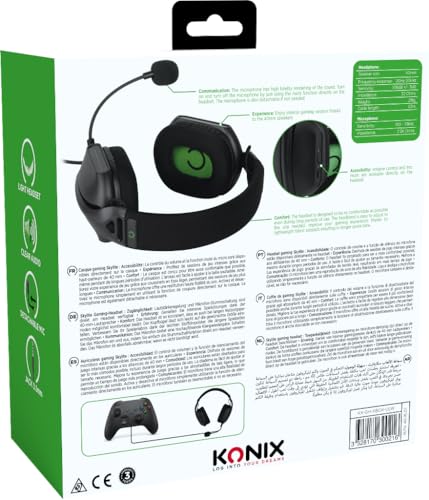 Konix Kabelgebundenes Over-Ear-Gaming-Headset Skylite Ultraleicht 218 g Xbox One und Series X|S - Abnehmbares Mikrofon - 1,5 m Kabel - 3,5 mm Klinke - Schwarz Bild 7