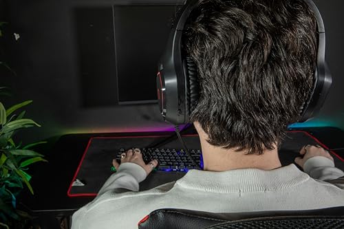 Konix Kabelgebundenes Gaming-Headset Oberon PC, PS5, Switch 2, Xbox - 50 mm Lautsprecher - Hochempfindliches Mikrofon - Rote LED-Beleuchtung - Schwarz Bild 4