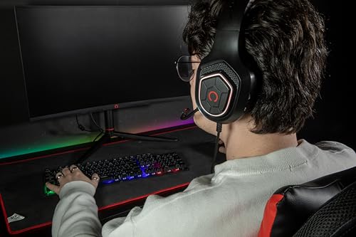 Konix Kabelgebundenes Gaming-Headset Oberon PC, PS5, Switch 2, Xbox - 50 mm Lautsprecher - Hochempfindliches Mikrofon - Rote LED-Beleuchtung - Schwarz Bild 5