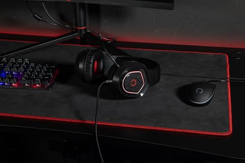 Konix Kabelgebundenes Gaming-Headset Oberon PC, PS5, Switch 2, Xbox - 50 mm Lautsprecher - Hochempfindliches Mikrofon - Rote LED-Beleuchtung - Schwarz Bild 6