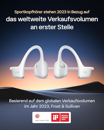 SHOKZ OpenRun Pro 2 Knochenschall Sportkopfhörer, Open-Ear-Ohrhörer mit Bluetooth 5.3, Mikrofon mit Geräuschunterdrückung, IP55 wasserdicht, 12 Std. Wiedergabe, USB-C Schnellladung, Silbern Bild 2
