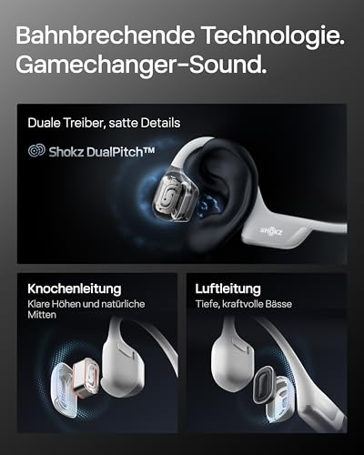 SHOKZ OpenRun Pro 2 Knochenschall Sportkopfhörer, Open-Ear-Ohrhörer mit Bluetooth 5.3, Mikrofon mit Geräuschunterdrückung, IP55 wasserdicht, 12 Std. Wiedergabe, USB-C Schnellladung, Silbern Bild 4