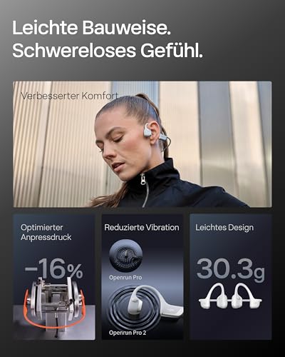 SHOKZ OpenRun Pro 2 Knochenschall Sportkopfhörer, Open-Ear-Ohrhörer mit Bluetooth 5.3, Mikrofon mit Geräuschunterdrückung, IP55 wasserdicht, 12 Std. Wiedergabe, USB-C Schnellladung, Silbern Bild 6