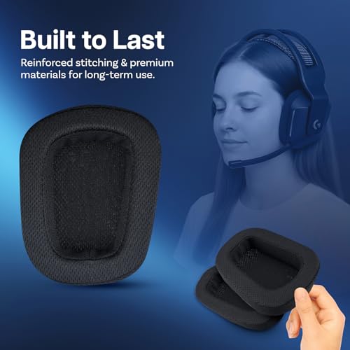 Ersatz Ohrpolster für Logitech G733 / G335 Lightspeed Wireless Gaming Kopfhörer von MMOBIEL - Mesh Gewebe Kopfhörer Ohrpolster – Ersatzpolster – Schwarz Bild 4