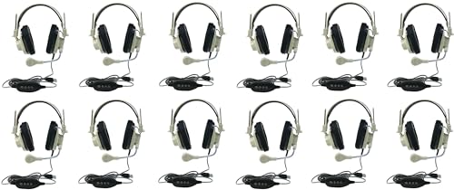 Generic 3066-USB CT 12 Stück Deluxe Over-Ear Stereo Headset Beige Schwanenhalsmikrofon USB-Stecker 1,8 m langes 2-lagiges schnitt- und kaufestes Kabel verstellbares Kopfband geräuschreduzierende Bild 1