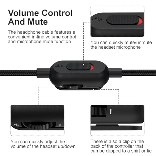 Toxaoii GSP 600 Audiokabel mit Stummschaltung und Lautstärkeregler, kompatibel mit Sennheiser Game ONE, Game Zero, PC 373D, GSP 350, GSP 500, GSP 600, GSP 670, G4ME One, G4ME Zero Gaming Headset, 1,8 Bild 3