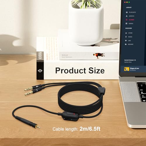 Toxaoii GSP 600 Audiokabel mit Stummschaltung und Lautstärkeregler, kompatibel mit Sennheiser Game ONE, Game Zero, PC 373D, GSP 350, GSP 500, GSP 600, GSP 670, G4ME One, G4ME Zero Gaming Headset, 1,8 Bild 7