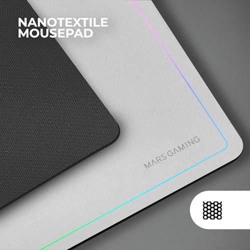 MARSGAMING MCP124, 3in1 Gaming Combo, Ergonomische H-Mech LED RGB Tastatur, RGB Maus 3200DPI HUANO Switches, Nanotextil-Mauspad 360x260mm, Multiplattform-Kompatibilität, Spanisches Layout, Weiß Bild 4