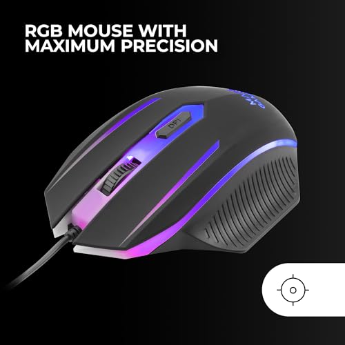 MARSGAMING MCP124, 3in1 Gaming Combo, Ergonomische H-Mech LED RGB Tastatur, RGB Maus 3200DPI HUANO Switches, Nanotextil-Mauspad 360x260mm, Multiplattform-Kompatibilität, Spanisches Layout, Schwarz Bild 3