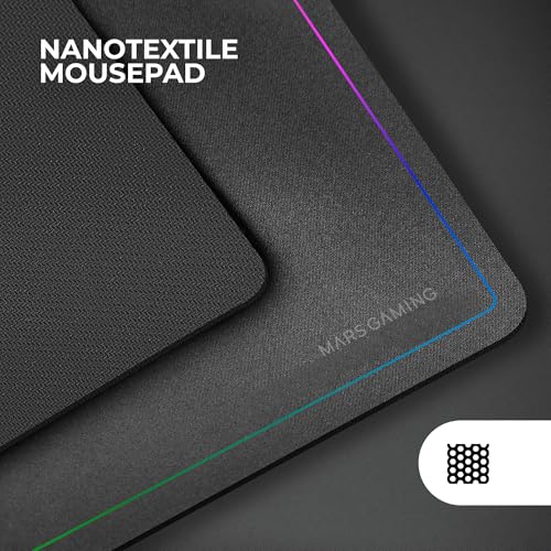 MARSGAMING MCP124, 3in1 Gaming Combo, Ergonomische H-Mech LED RGB Tastatur, RGB Maus 3200DPI HUANO Switches, Nanotextil-Mauspad 360x260mm, Multiplattform-Kompatibilität, Spanisches Layout, Schwarz Bild 4