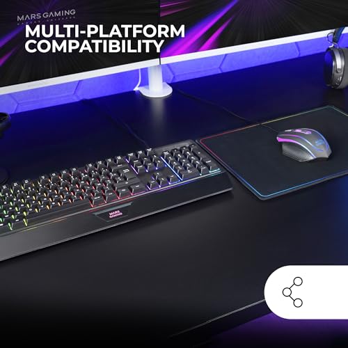 MARSGAMING MCP124, 3in1 Gaming Combo, Ergonomische H-Mech LED RGB Tastatur, RGB Maus 3200DPI HUANO Switches, Nanotextil-Mauspad 360x260mm, Multiplattform-Kompatibilität, Spanisches Layout, Schwarz Bild 5