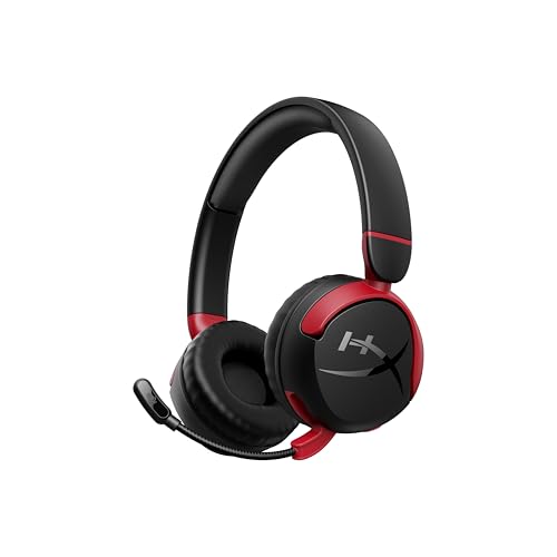 HyperX Cloud Mini Wireless Gaming-Headset, Bluetooth, 30-mm-Treiber, Lautstärkebegrenzung unter 85 dB, 25 Std Akkulaufzeit, Flip-to-Mute-Mikrofon, für Kinder 8–12 Jahre, Schwarz-Rot Bild 1