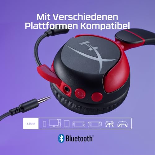 HyperX Cloud Mini Wireless Gaming-Headset, Bluetooth, 30-mm-Treiber, Lautstärkebegrenzung unter 85 dB, 25 Std Akkulaufzeit, Flip-to-Mute-Mikrofon, für Kinder 8–12 Jahre, Schwarz-Rot Bild 4