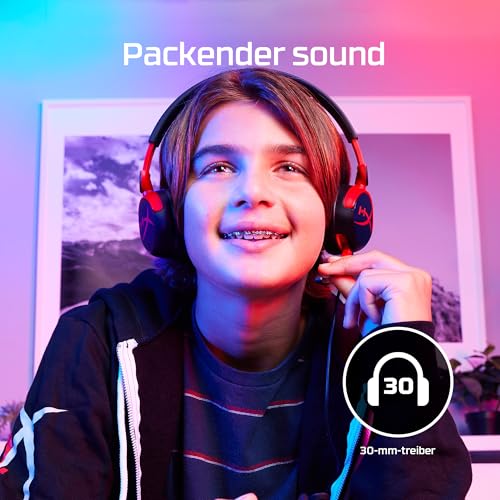 HyperX Cloud Mini, Schnurgebundenes Gaming-Headset, 30-mm-Treiber, Lautstärkebegrenzung 85 dB, Flip-to-Mute-Mikrofon, Für Kinder 8-12, Kompatibel mit PC, Switch, PlayStation, Steam Deck, Schwarz Bild 3
