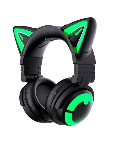 YOWU RGB-Katzenohr-Kopfhörer CE kabelloses 5.2 faltbares Gaming-Headset (CE, Schwarz) Bild 1