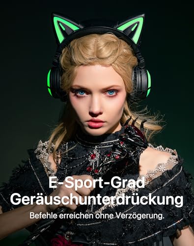 YOWU RGB-Katzenohr-Kopfhörer CE kabelloses 5.2 faltbares Gaming-Headset (CE, Schwarz) Bild 4