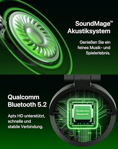YOWU RGB-Katzenohr-Kopfhörer CE kabelloses 5.2 faltbares Gaming-Headset (CE, Schwarz) Bild 5