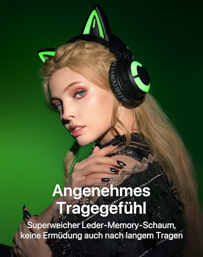 YOWU RGB-Katzenohr-Kopfhörer CE kabelloses 5.2 faltbares Gaming-Headset (CE, Schwarz) Bild 7