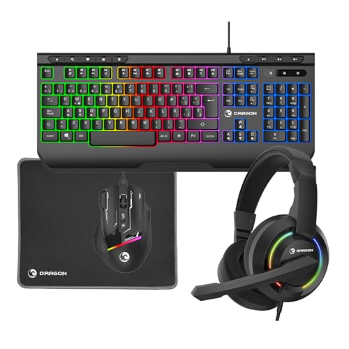 PRIXTON Gaming Set Dragon | Komplettset mit RGB-Tastatur, Maus, Headset, Mauspad Bild 1