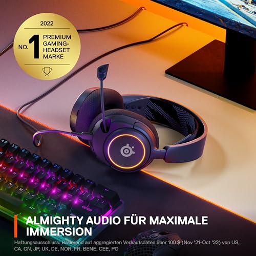SteelSeries Arctis Nova 3 - Multi-System Gaming-Headset – Hi-Fi-Treiber & Rival 5 - Gaming-Maus - TrueMove Air Optische Sensor mit 18CPI - 9 programmierbare Tasten - Federleichte 85 Gramm, Schwarz Bild 4