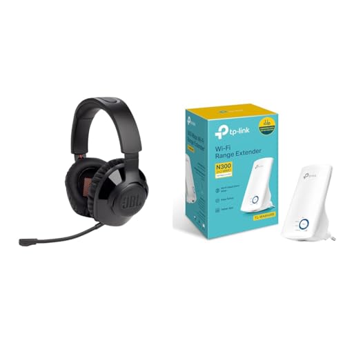 JBL Quantum 350 Over-Ear Gaming Headset & TP-Link TL-WA850RE WLAN Verstärker Repeater(300 Mbit/s, App Steuerung, Ethernet-Port, WPS, AP Modus, LED abschaltbar, kompatibel zu Allen WLAN Geräten) weiß Bild 1